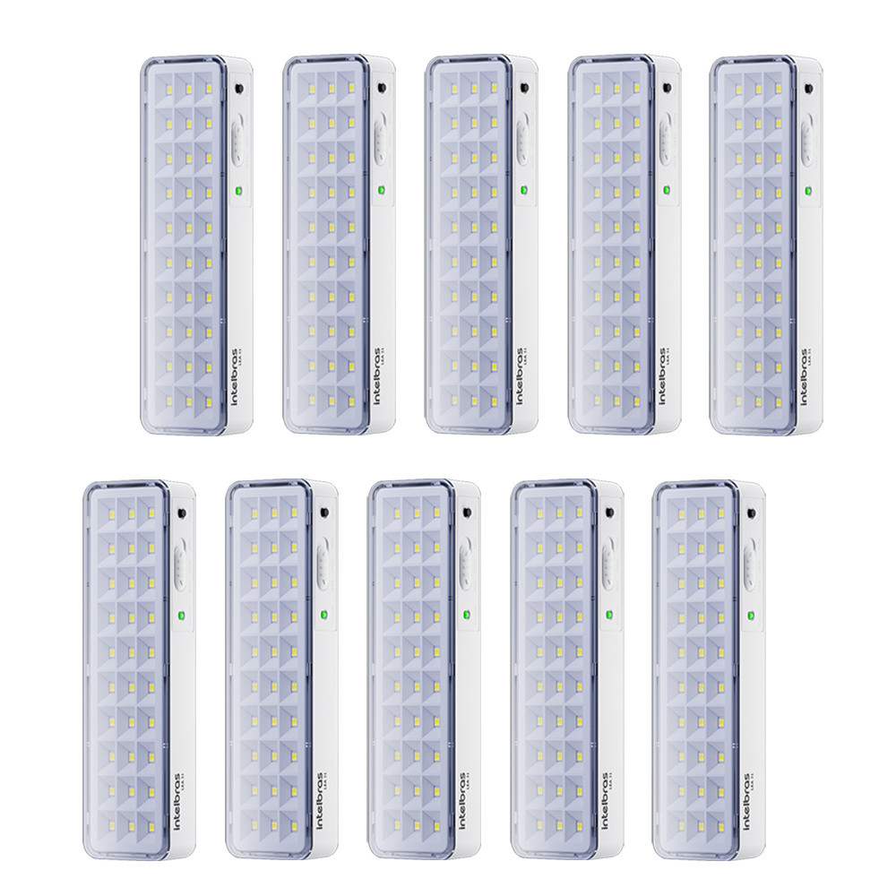 Kit 10 Luminárias de Emergência Led Intelbrás Autônoma Lea 31 com 30 Leds Branco Bivolt em Oferta na Shopee