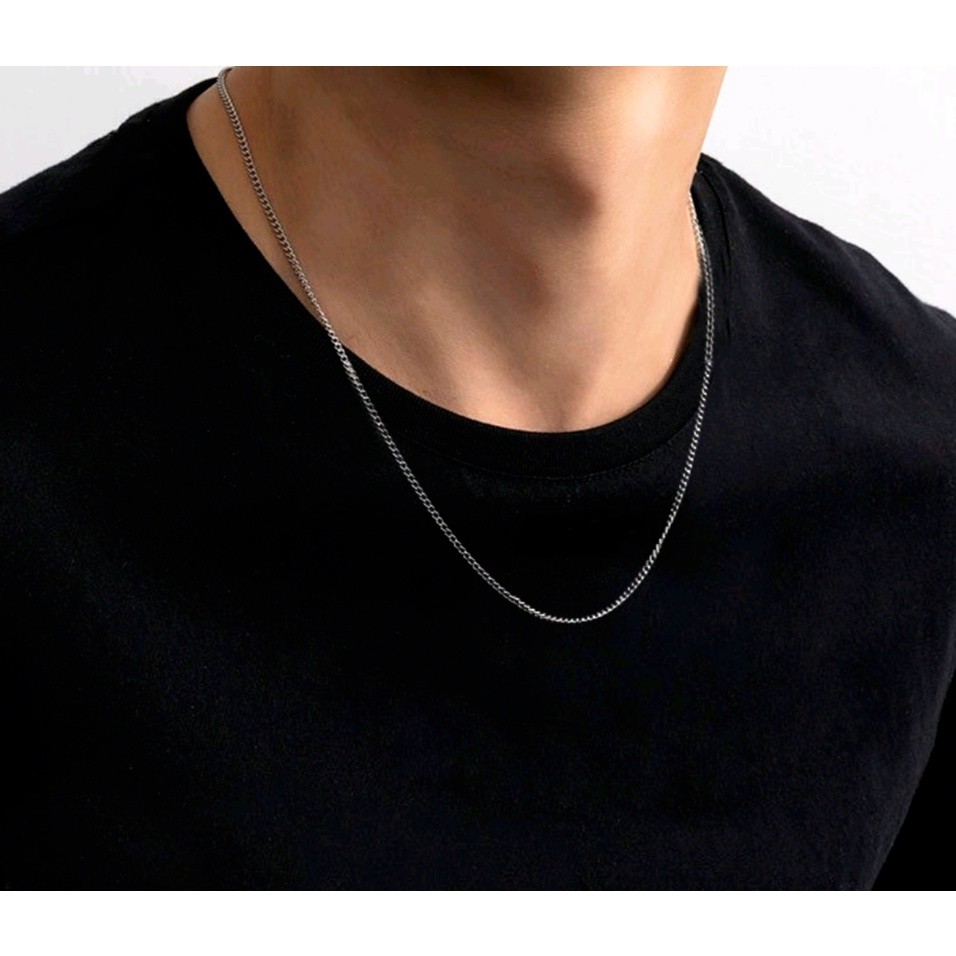 corrente fina 60 cm masculino / feminino aço inoxidável prata 3 mm corrente 1x1
