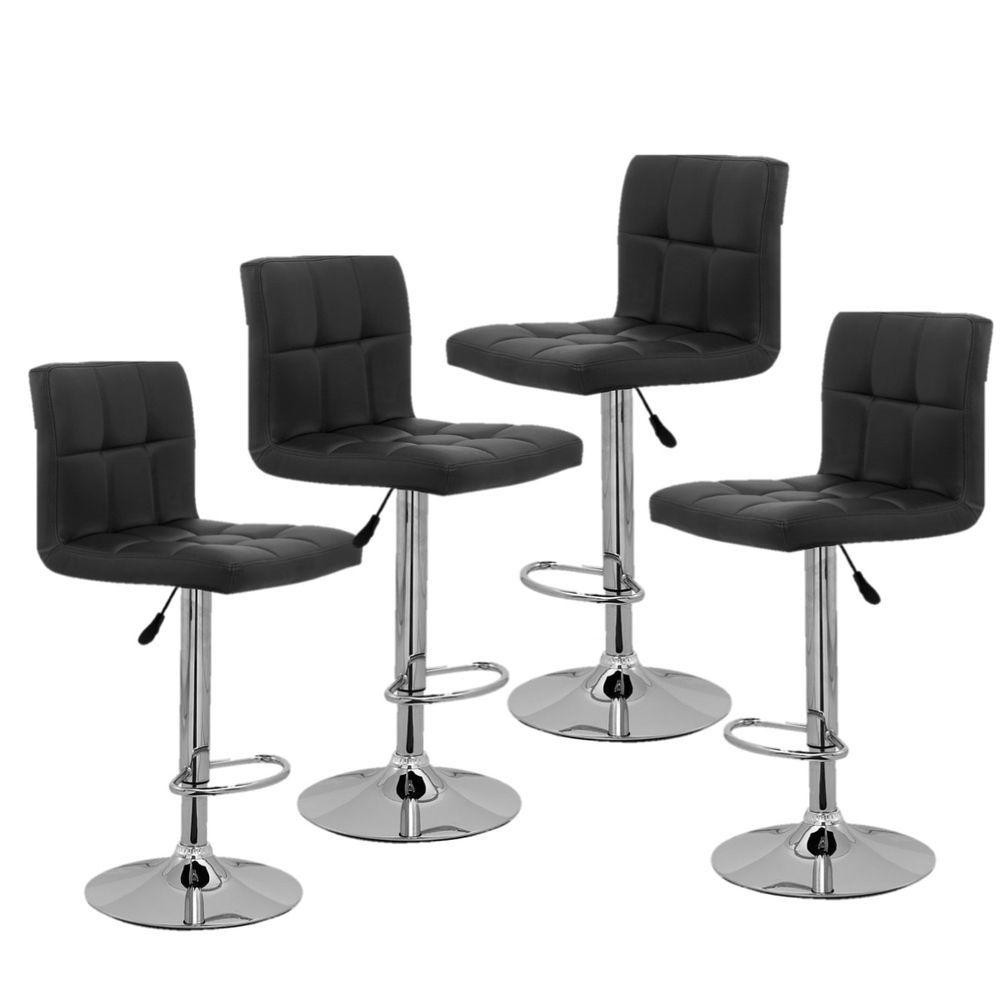 Kit C| 4 Banqueta Estofada Gomos Preta Base Giratória Cromada Altura Regulável Cozinha Bar Bancada em Oferta na Shopee