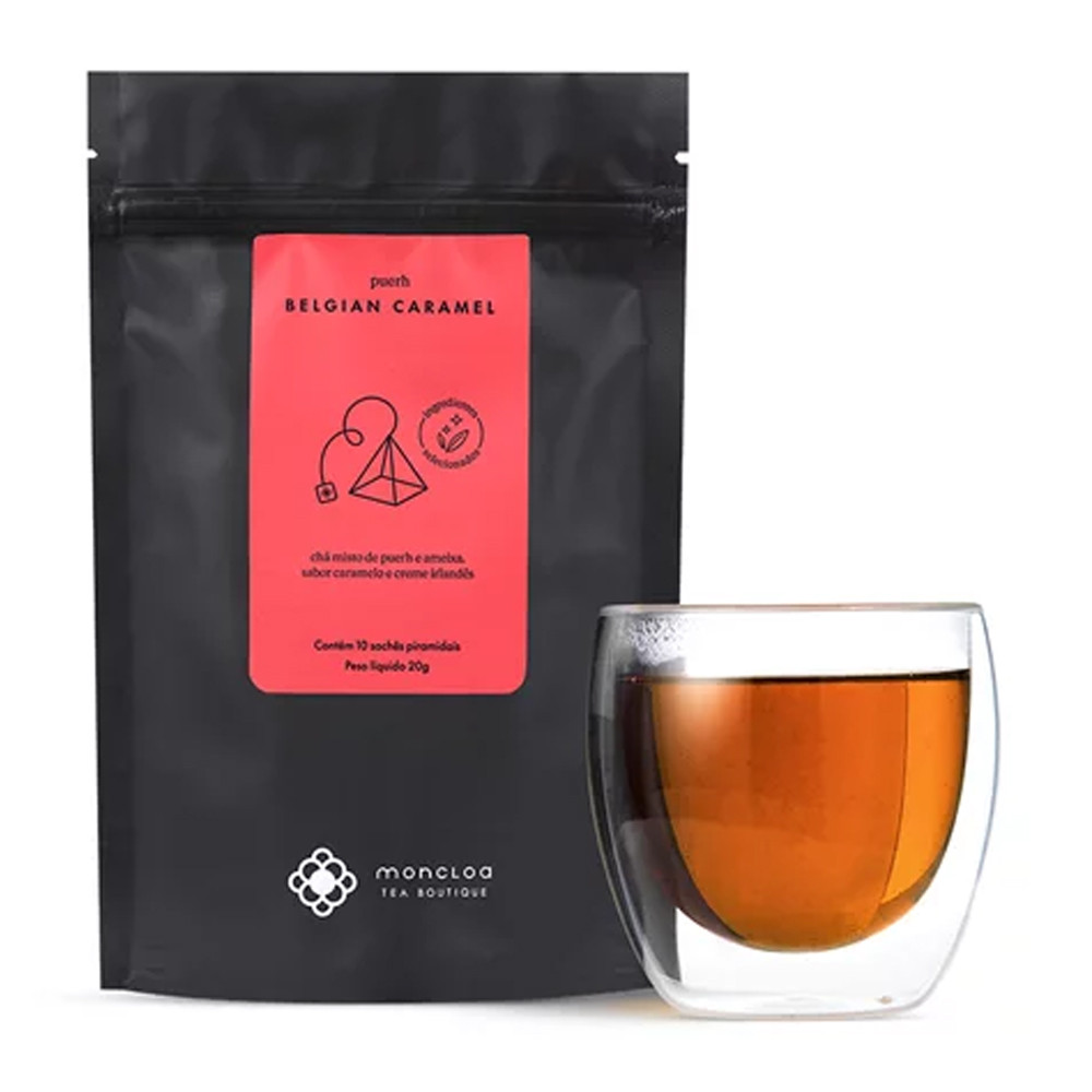 Chá Belgian Caramel com 10 sachês piramidais Moncloa 20g - Food & Beverages