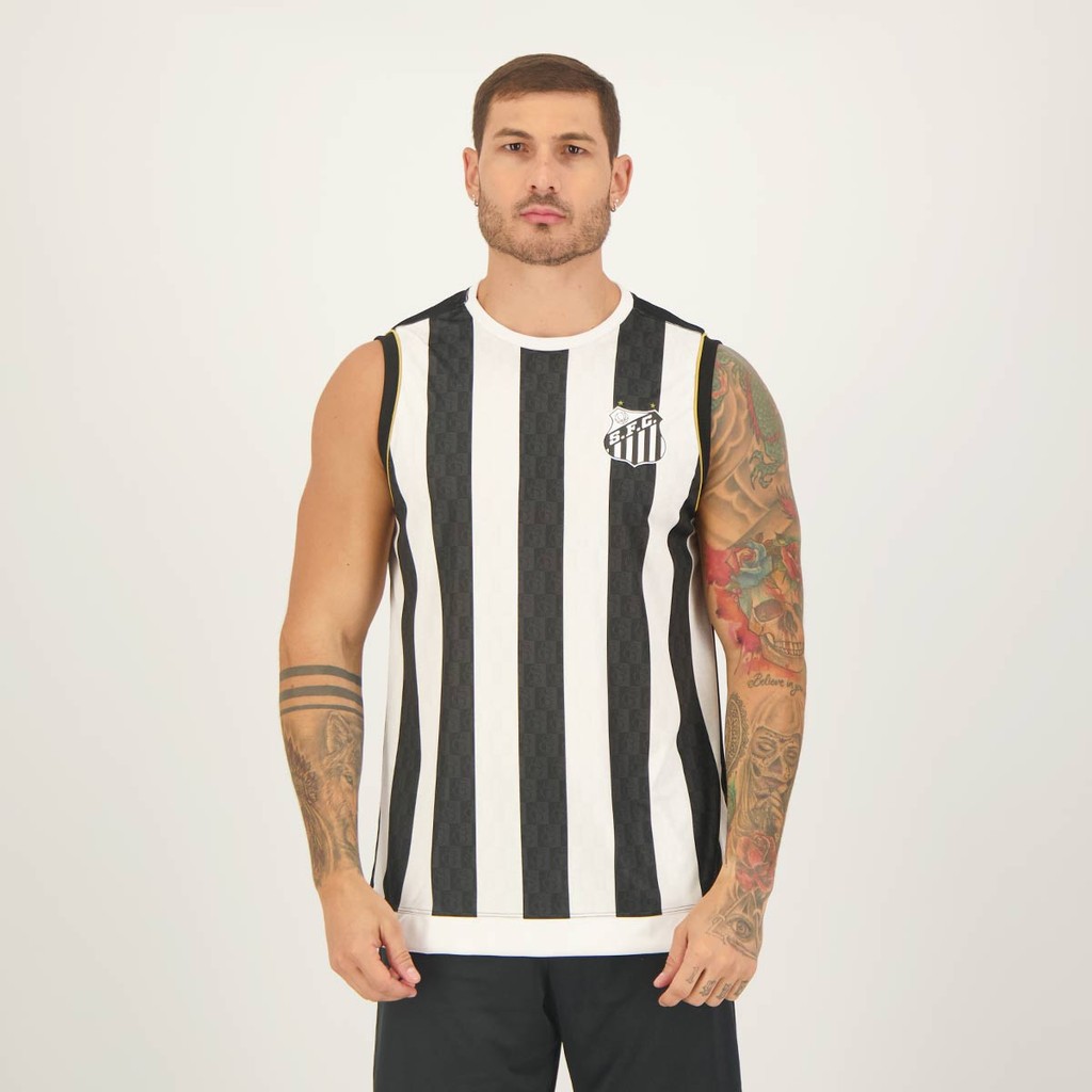 Regata Santos Division Preta e Branca em Oferta na Shopee