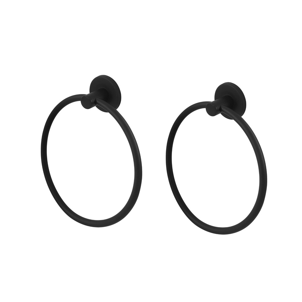 Kit 02 Porta Toalha Rosto Argola Suporte Banheiro Alumínio Preto Fosco em Oferta na Shopee
