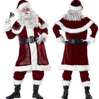 Adulto Inverno Traje De Natal 7 Pçs Deluxe Papai Noel Pai Cosplay Terno Completo Fantasia Vestido Masculino Conjuntos em Oferta na Shopee