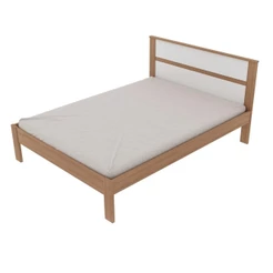 Cama de Casal Grande 196 cm Com Cabeceira Quarto Adulto Amêndoa Marrom Madeira Branco