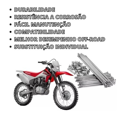 RAIO PARA RODA DIANTEIRA MOTO 4MM CROMADO CRF 230 CRF 230F — imagem 2 de 2