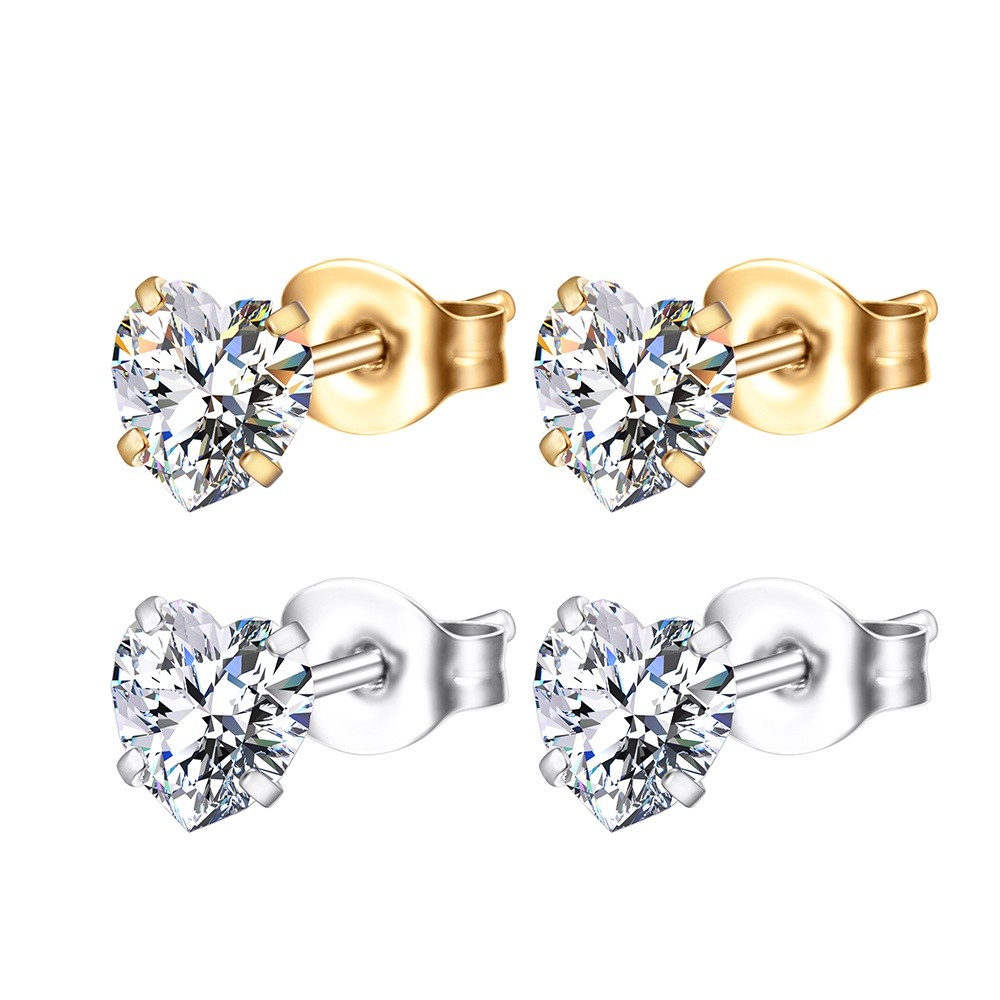 Brinco Coracao Femininos Aço Inoxidável Brincos de Ouro Pequenos Ponto de Luz Dourado em Oferta na Shopee