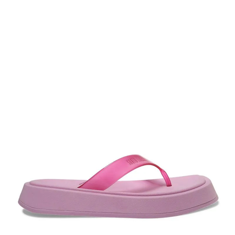 Sandália Santa Lolla Papete Thong Flatform de Borracha Rosa Pastel
