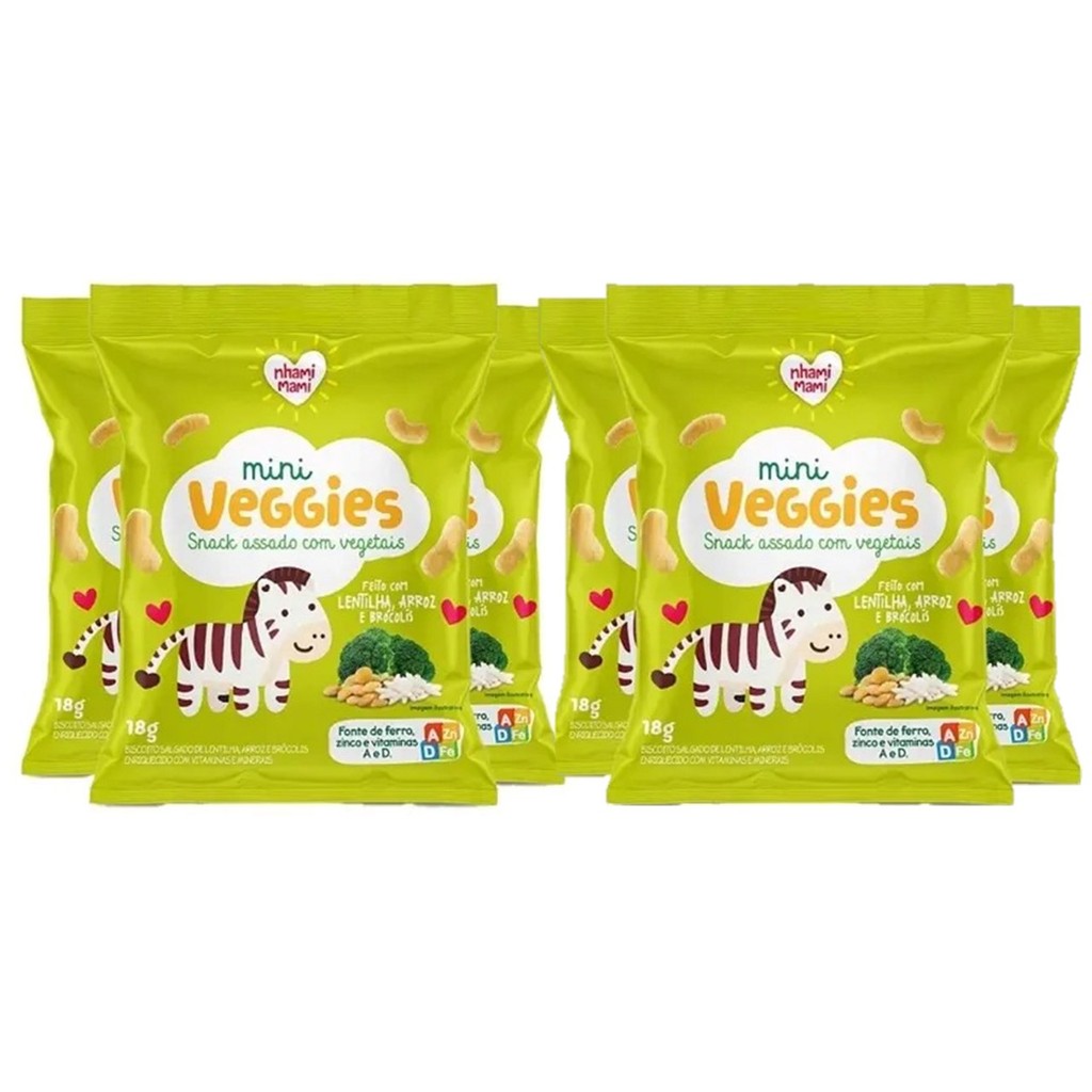 MINI VEGGIES ARROZ LENTILHA E BRÓCOLIS 6x18g - NHAMI MAMI
