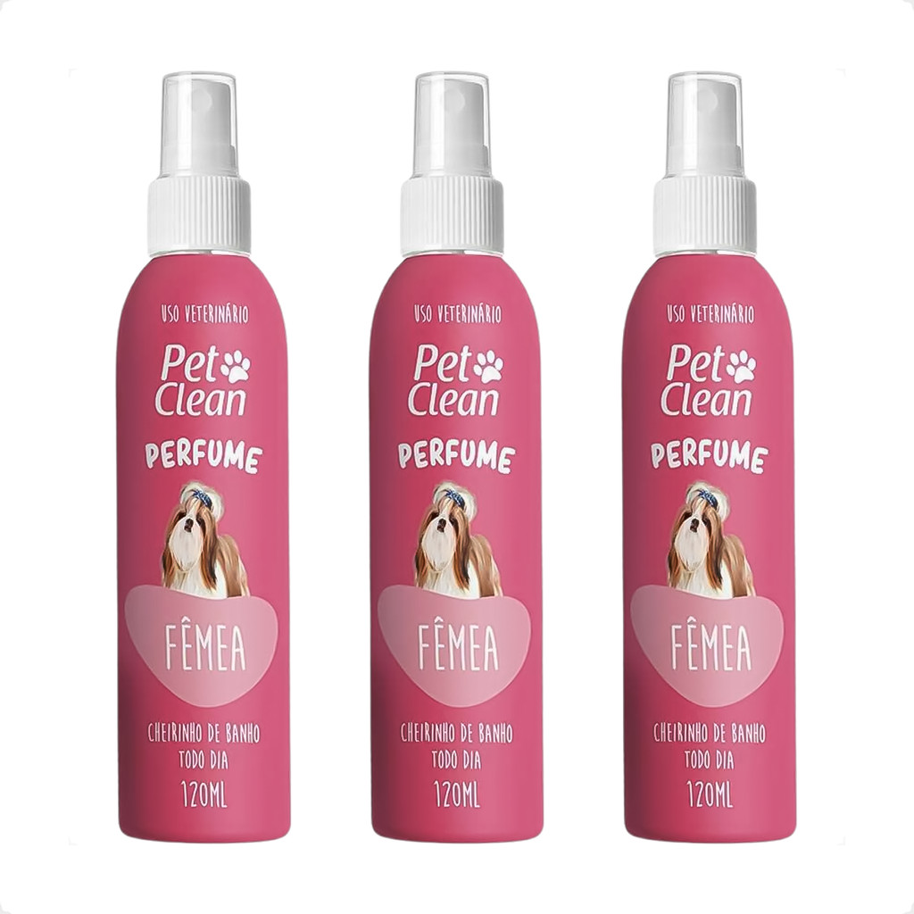 Kit 3 Perfume Pet Clean Fêmea para Cães e Gatos - 120ml