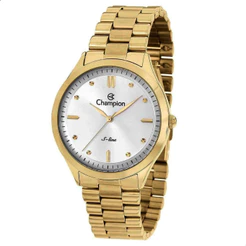 Relógio de Pulso Masculino Champion Analógico Slim Dourado Branco Original CN21087H Original