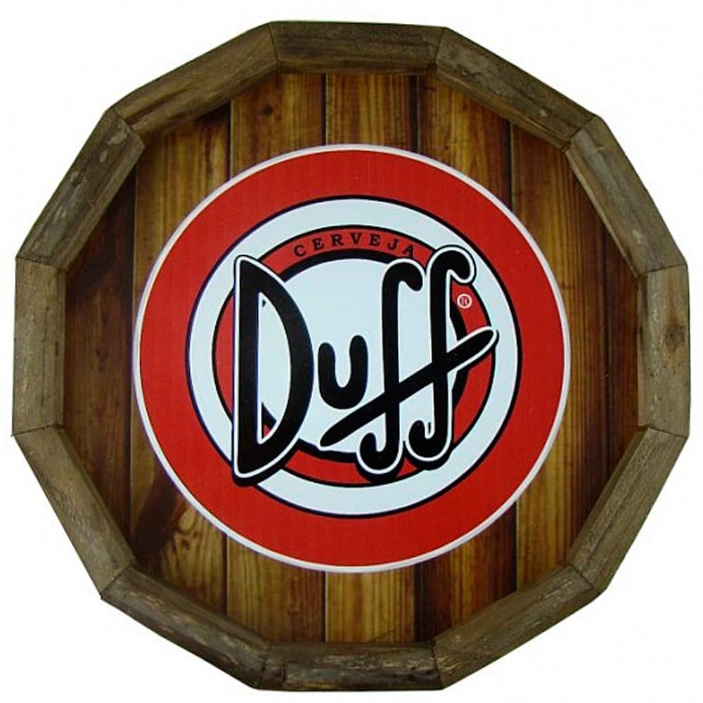 Quadro Tampa de Barril em Madeira Rústica - Cerveja Duff Beer