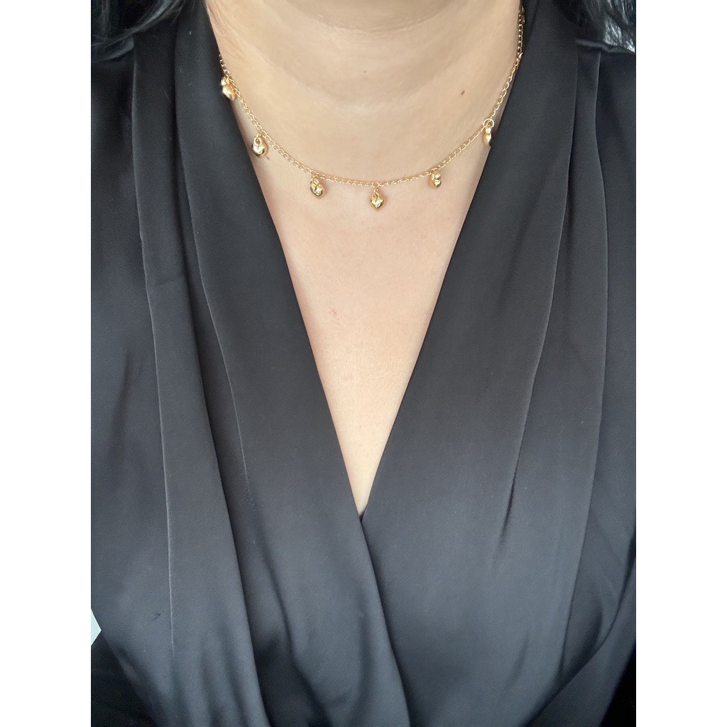 Choker coração 3D folheada a ouro 18k gargantilha romântica colar feminino curto corações lançamento moda blogueira