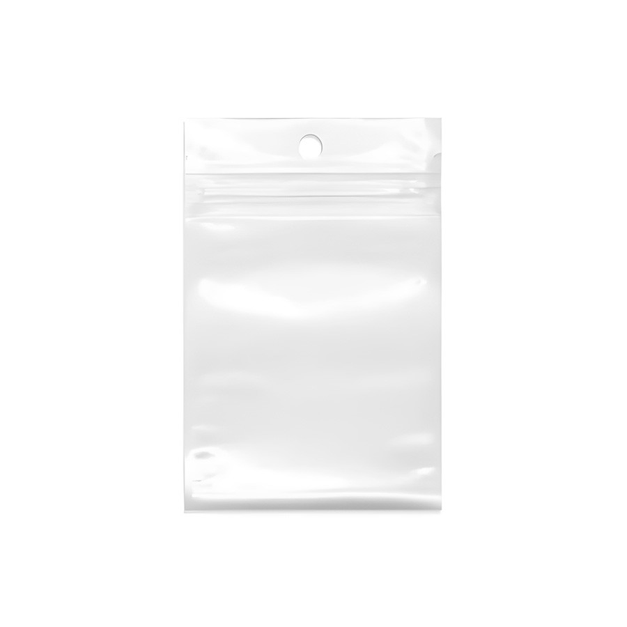Saco Zip com Furo Fundo Branco - 8x14cm - 100 unidades - Rizzo
