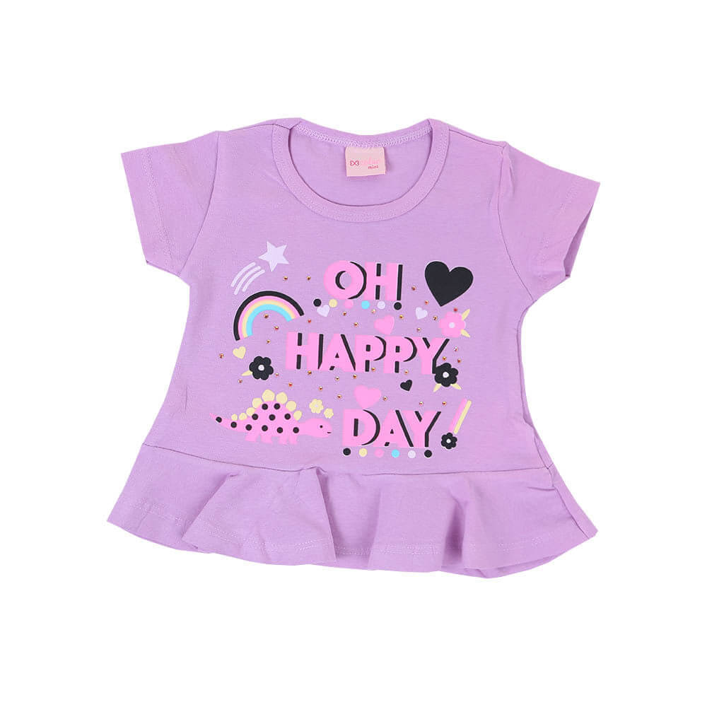 Blusa Infantil Color Mini Estampa Happy em Oferta na Shopee