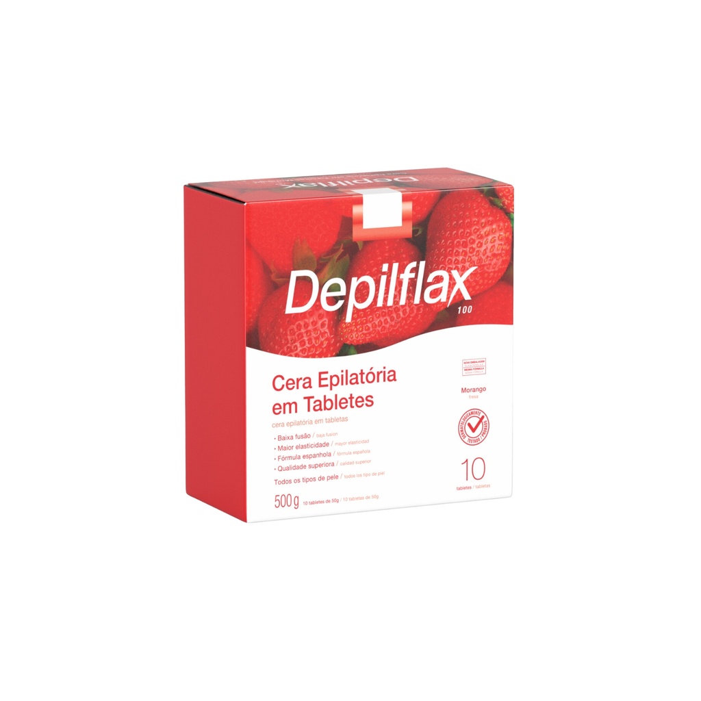 Cera Quente Depilatória Morango Barra Hidrata Depilflax 500g em Oferta na Shopee