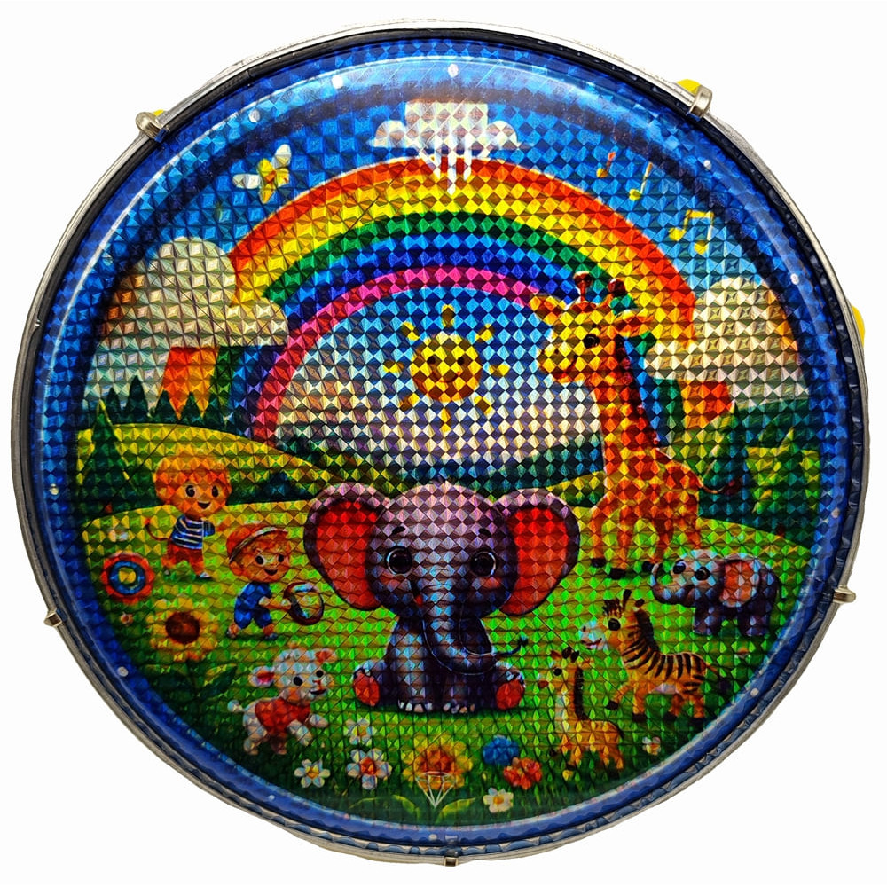 Pandeiro Infantil Junior 8 Pele Holografica Abs Elefante AM