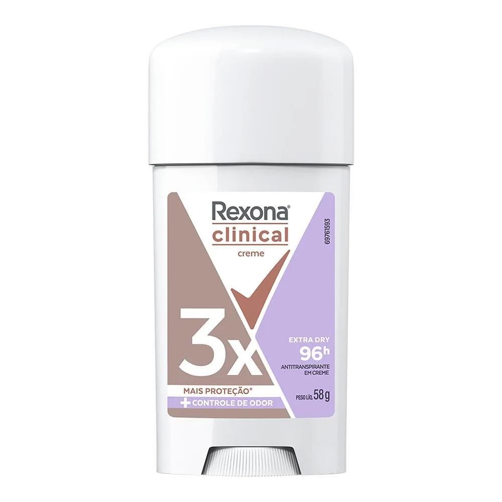 DESODORANTE REXONA CLINICAL CREME EXTRA DRY COM 58G em Oferta na Shopee