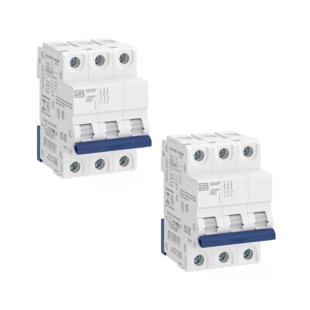 KIT 2 UNIDADES - WEG DISJUNTOR TRIPOLAR DIN 32A (MDW-C 32A 3 POLOS)