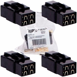 Kit 04 Conector 4 Vias Technoise Com Trava Macho E Fêmea Som em Oferta na Shopee
