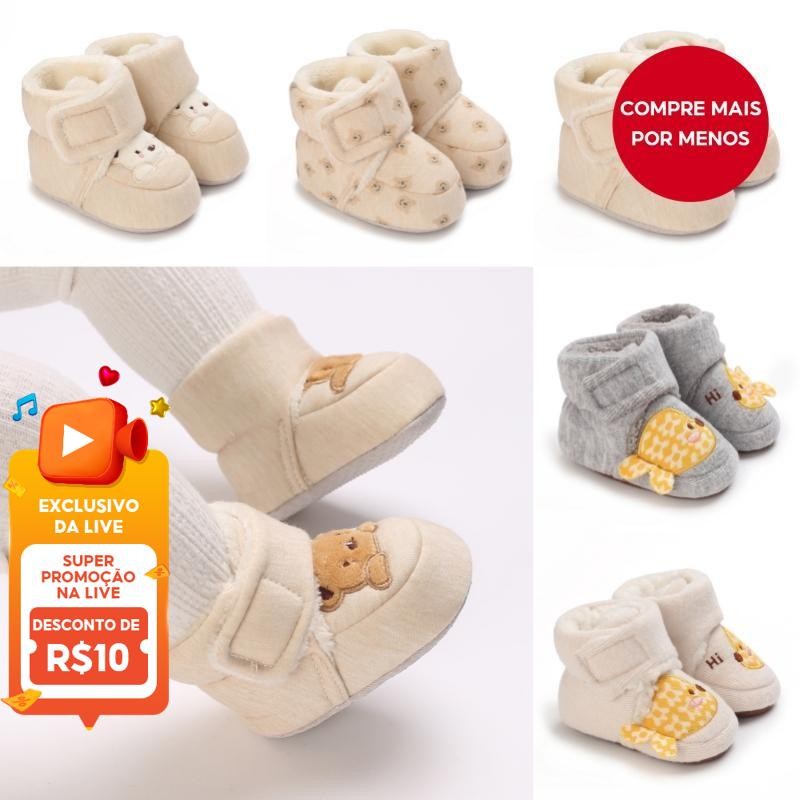 Botas De Urso Quentes Fofas Para Bebês De 0 A 18 Meses , Sola Macia De Inverno , Sapatos D...