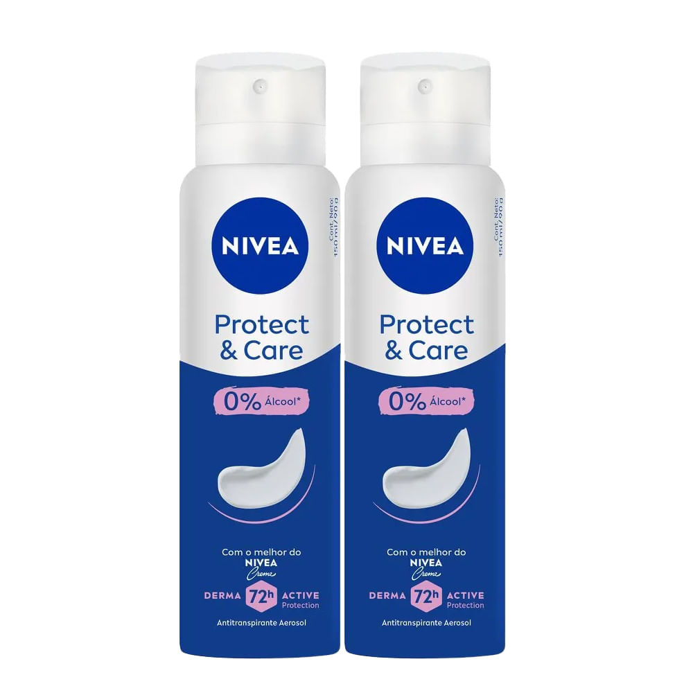 Kit Desodorante Aerosol Nivea Protect & Care 150ml - 2 unidades - Beauty