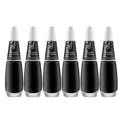 Kit 6 Esmalte Impala A Cor Da Sua Moda Unha Preto Cremoso