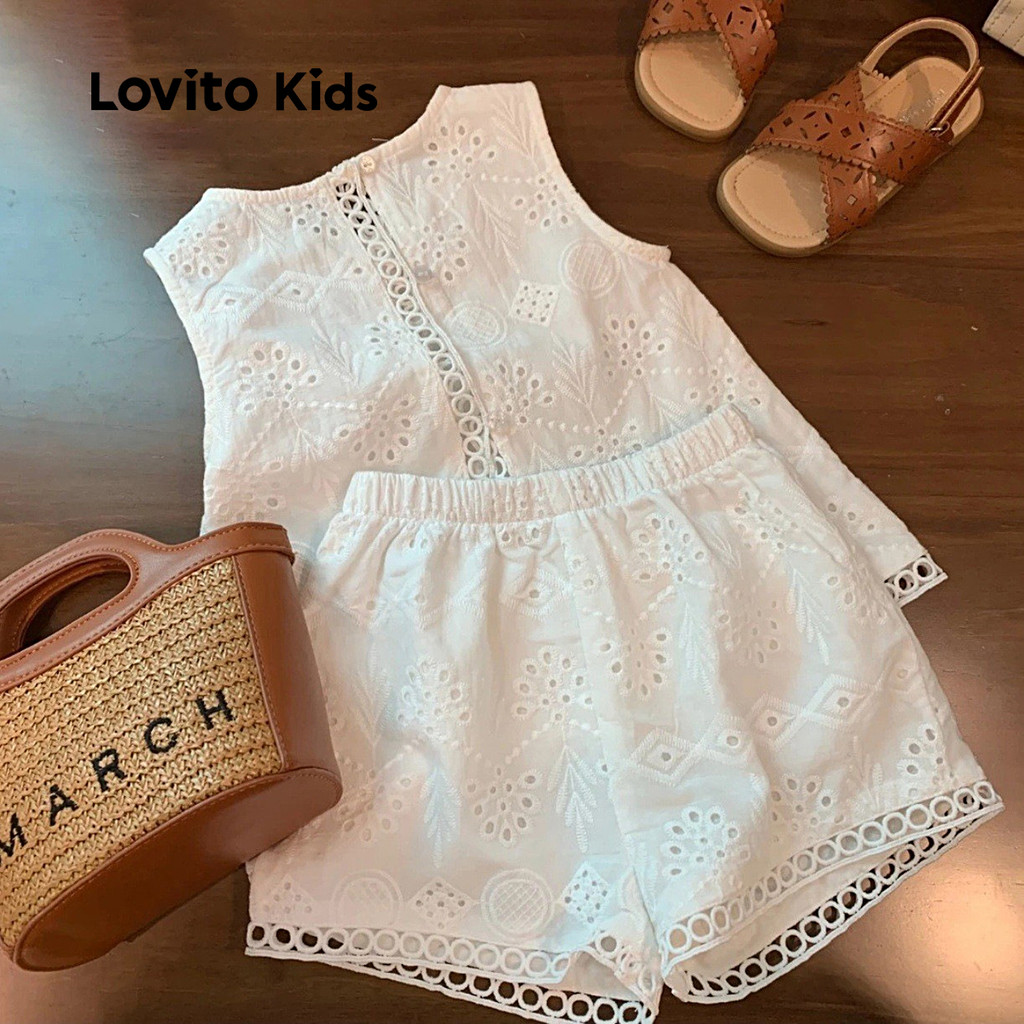 Lovito Conjuntos Shorts Casuais Infantis Sem Costas Sensação Mão Suave Todas Estações Conjuntos Shorts Meninas LNL106077 - Baby & Kids Fashion