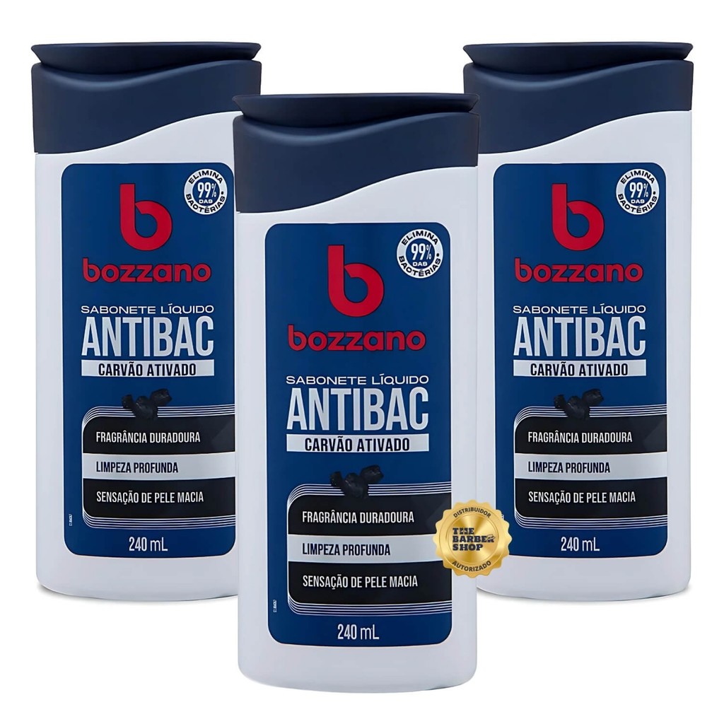 Sabonete Líquido Bozzano Antibacteriano Carvão Ativado 240ml - 3 unidades