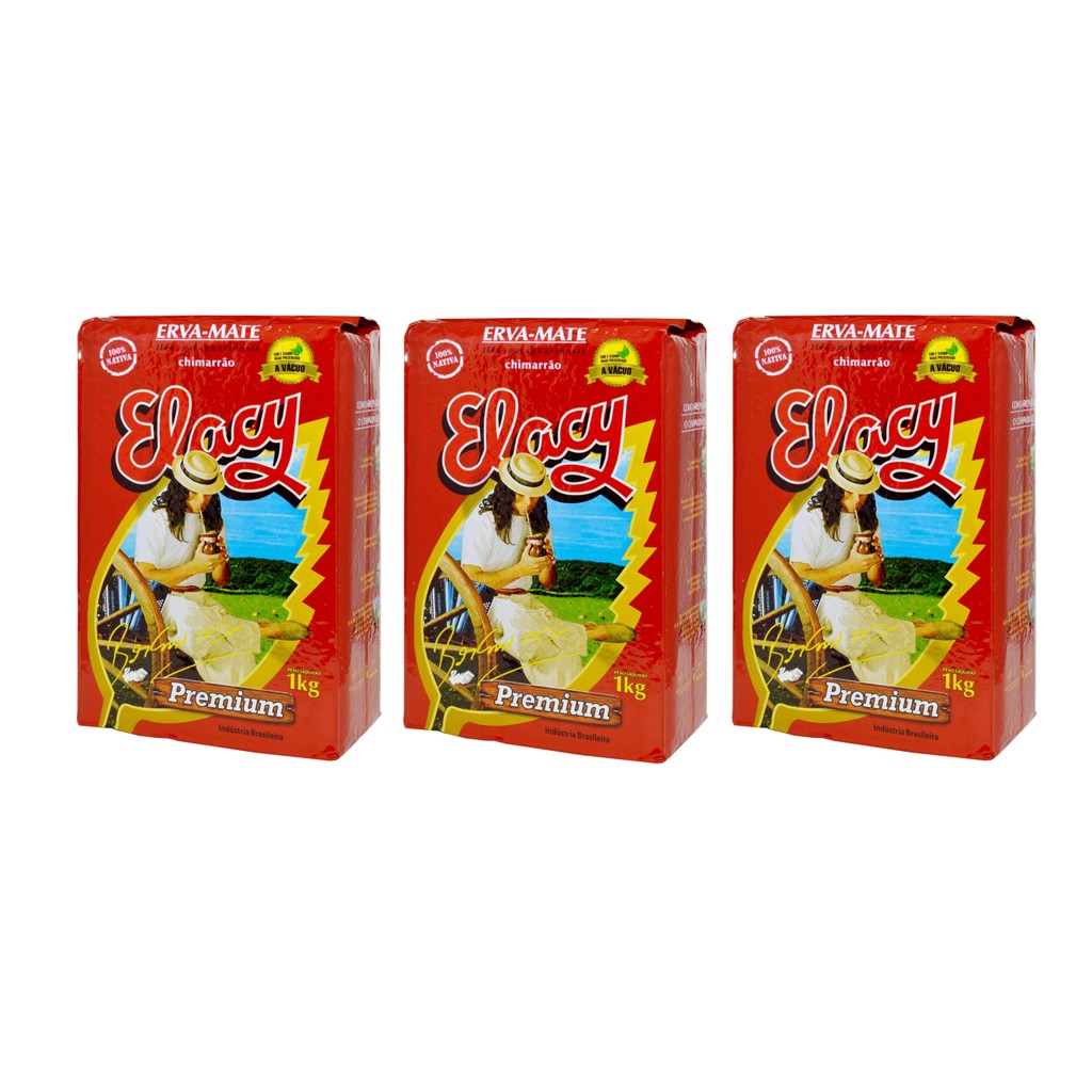 3 Erva Mate Chimarrão ELACY PREMIUM Vácuo Nativa Gaúcho 1Kg
