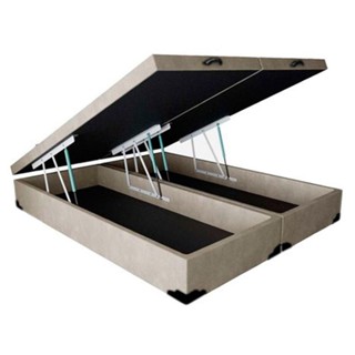 Cama Box Baú Blindado Casal Bipartido Homequeen Suede Bege 41x138x188 em Oferta na Shopee