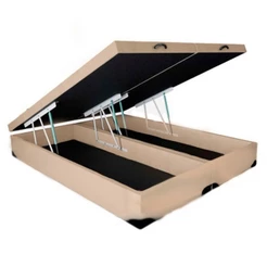 Cama Box Baú Casal Bipartido Homequeen Corino Bege 41x138x188