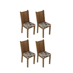Kit 4 Cadeiras Rustic Hibiscos Madesa 4290