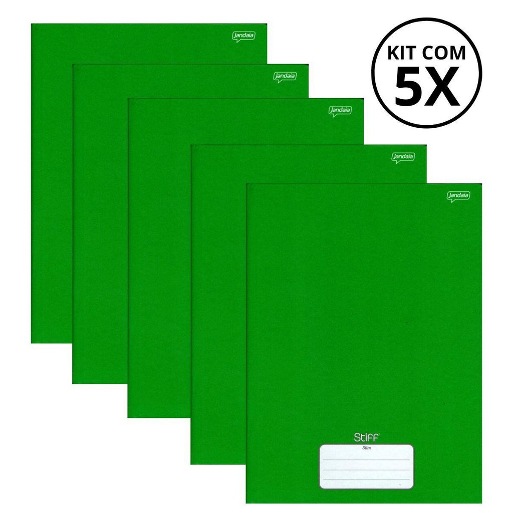 Kit Com 05 Caderno Brochura 80 Fls Capa dura - STIFF KITS:VERDE em Oferta na Shopee