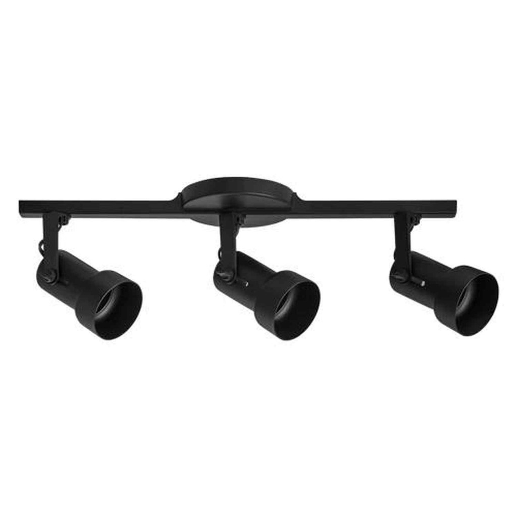 Trilho Spot Caneca Preto 3 Spots E27 - 50cm Comprimento - Iluminação Resistente UV