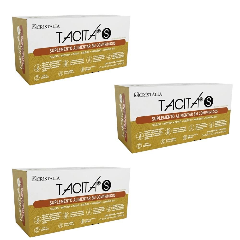 Kit Suplemento Alimentar Tacitá S Com 3 Caixas De 60 Comprimidos Cada