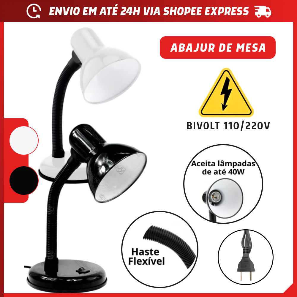 Luminária Mesa Abajur Base Flexível Dobrável Articulável Mini Pixar de Estudo para Escrivaninha Led