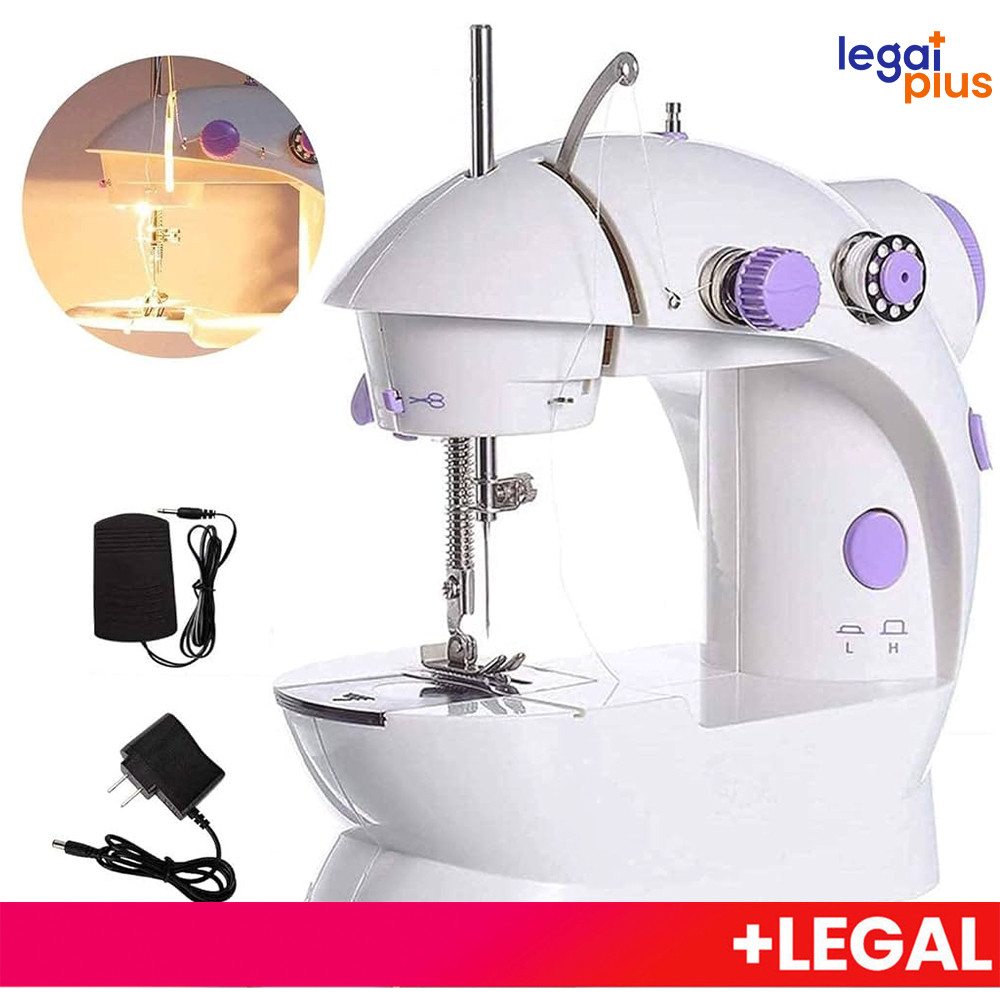 Mini Máquina Costura Portátil Com Pedal Elétrica Costureira Bivolt 110V/220V