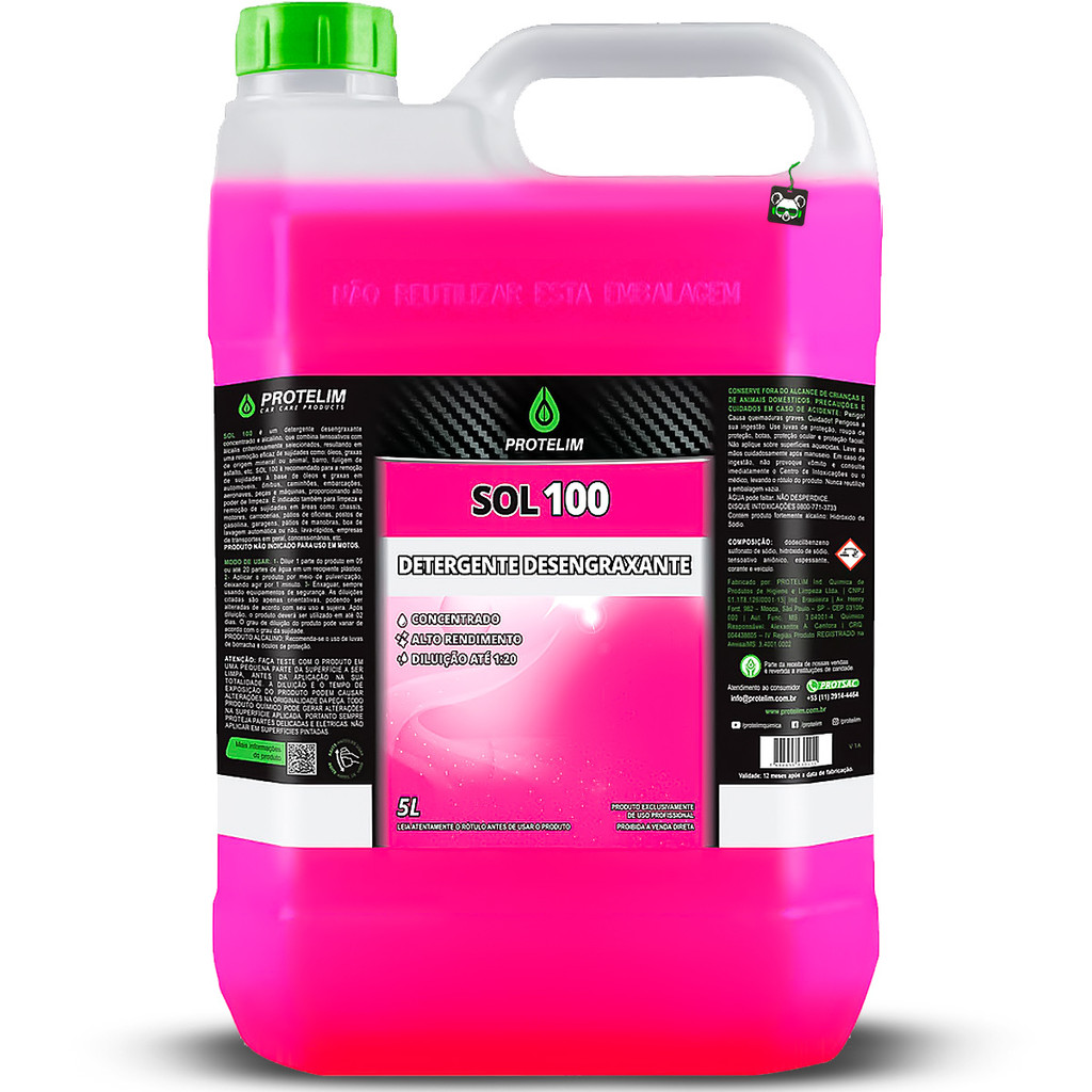 Desengraxante Concentrado Prot Sol 100 Solupan Remove Óleo Graxa 5L Protelim