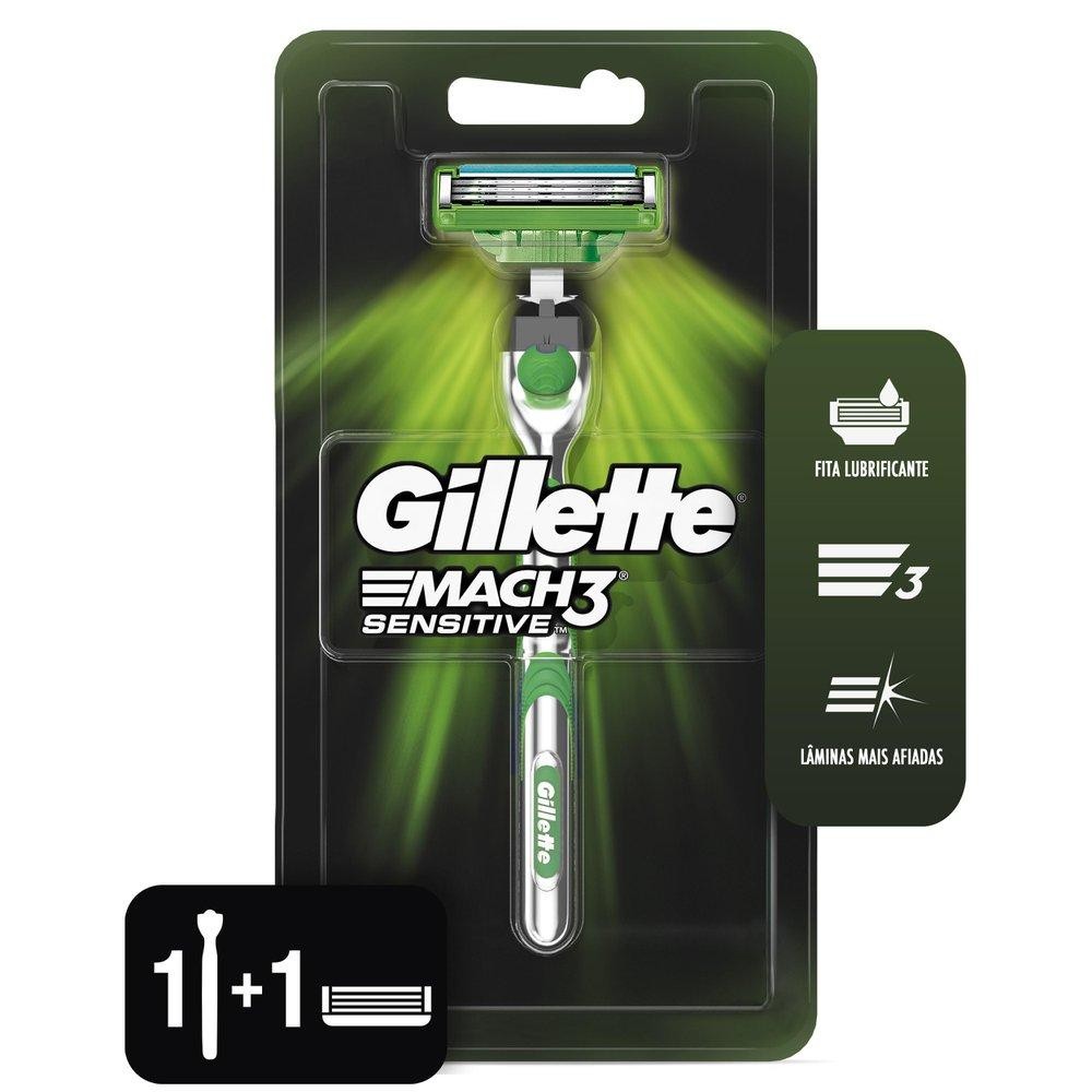 Aparelho Barbear Gillette Mach3 Sensitive + 1 Carga - Beauty