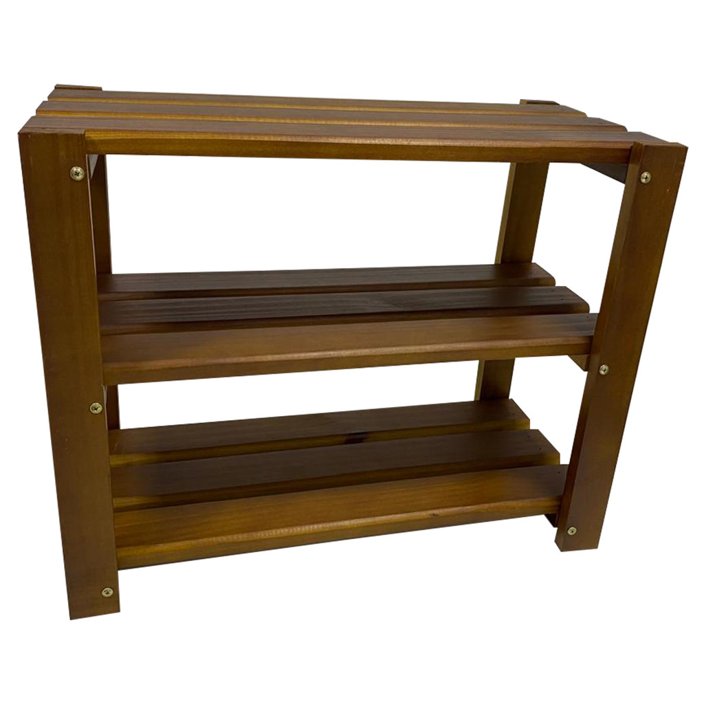 Sapateira Prateleira Tripla Em Madeira Maciça Cor Cerejeira em Oferta na Shopee