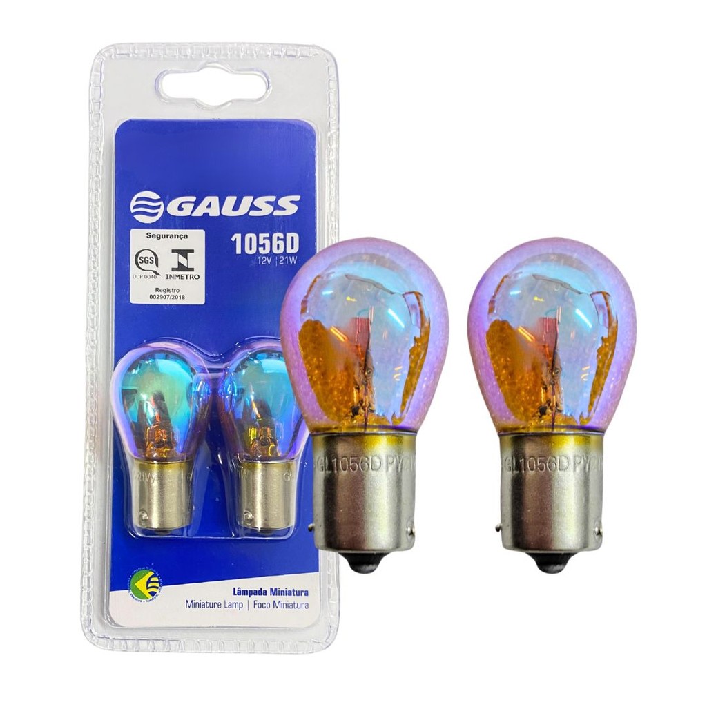 Par Lâmpadas Automotiva Diadem 7507 12v PY21W Pisca Seta Azul Cor Âmbar Gauss GL1056D em Oferta na Shopee