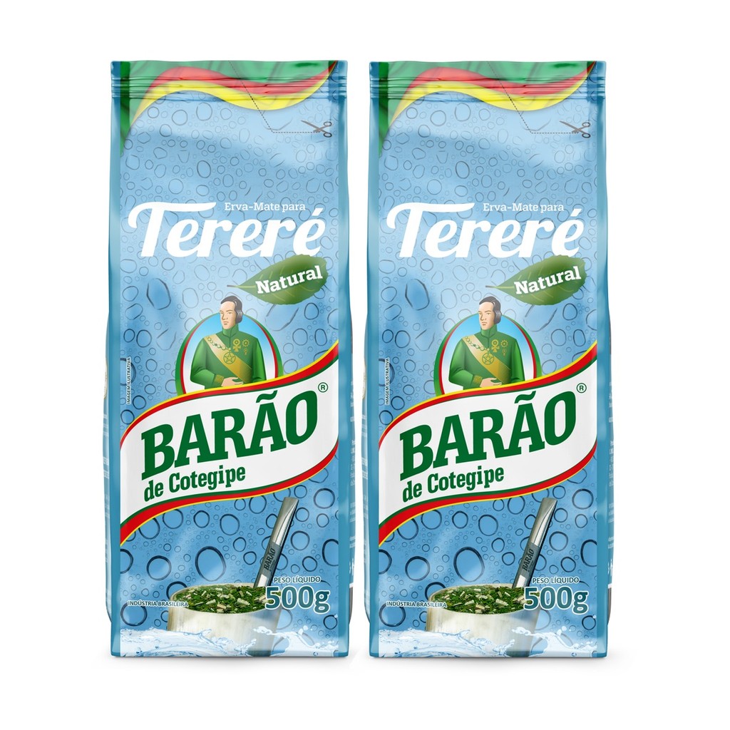 2 Erva Mate Tereré BARÃO NATURAL sem glúten 500g