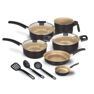 Jogo de Panelas 9 Pçs Teflon Tampas Vidro Antiaderente Varias Cores em Oferta na Shopee