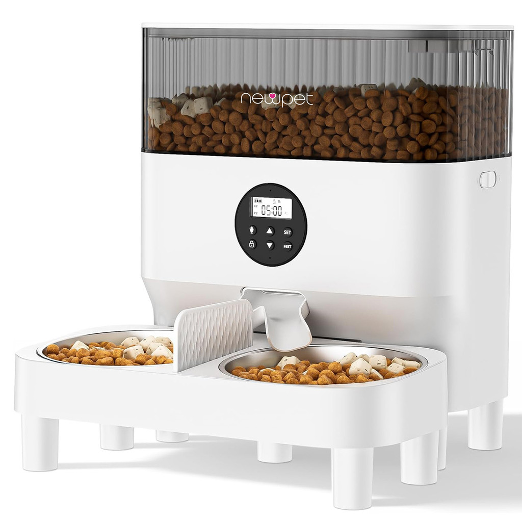 Newpet 5L Alimentador Automatico Pet Tuya WiFi Alimentador Automatico para 2 Gatos Fácil de Altura da Tigela - Bivolt em Oferta na Shopee
