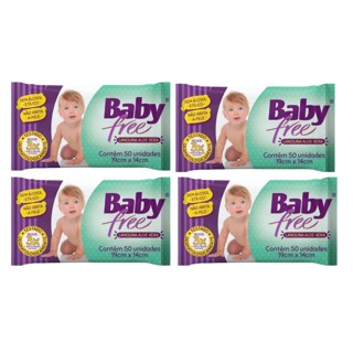 Kit com 4 Lenços Umedecidos Baby Free Toalha Umedecida Qualybless 4 Pacotes com 50 unidades em Oferta na Shopee