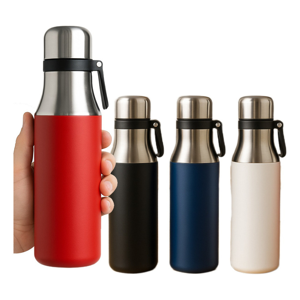 Garrafa Térmica 500ml Água Squeeze Inox Academia Com Alça