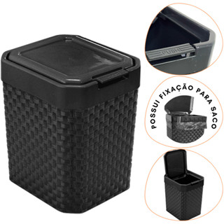 Lixeira de Pia Rattan Com Tampa Click Preta 5 Litros em Oferta na Shopee