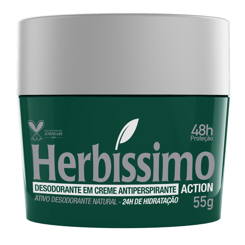 Desdorante em Creme Herbíssimo Action 55g em Oferta na Shopee