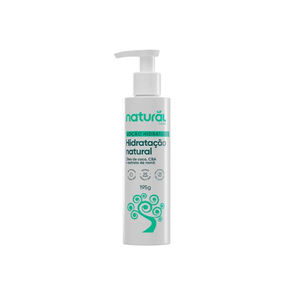 Loção Hidratante Vegano Natural Oleo de Coco e Extratos Roma 195ml - Orgânico Natural