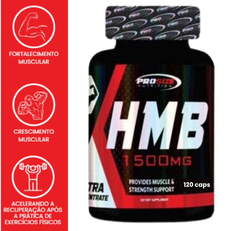 Hmb 1500mg 120 Caps. Pro Size Nutrition + Massa Muscular